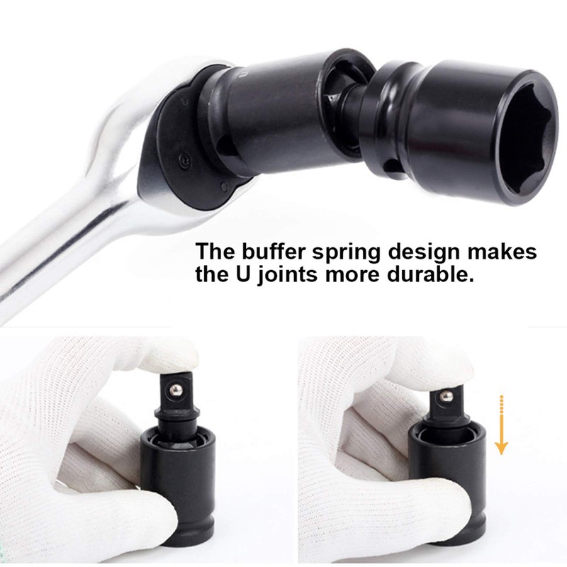 1/2'' Drive Impact Socket Metric Deep Universal Joint Adapter Swivel
