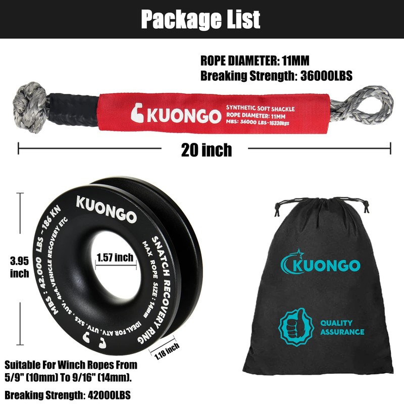 Soft Shackle Recovery 7/16"x20" Snatch Ring, Synthetic Soft Shackle Recovery