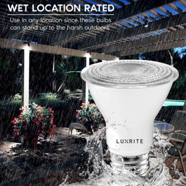 LUXRITE LUXRITE 6 Pack PAR20 LED Bulbs, 50W Equivalent, 4000K Cool White, Dimmable LED Spotlight Bulb, Indoor Outdoor, 7W, 500 Lumens, Wet Rated, E26 Standard Base, UL Listed