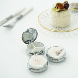 Cute Round Printed Portable Mini Pill Case Option 7 5ea