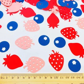 E-ASUM 100PCS Strawberry Confetti Red and Pink Strawberry Table Confetti for Birthday Baby Shower Strawberry Theme Party Decoration Supplies