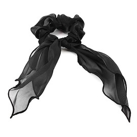 Mytoptrendz- Scrunchie Silk Organza Retro Bow Knot Wave Hair tie Stylish Chic Ponytail Bun Holders Girls Womens Hair Accessories (Black)