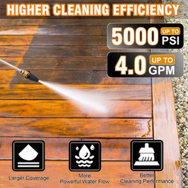 Turbo Nozzle Pressure Washer, 4000PSI Pressure Washer Turbo Nozzle 4.0 GPM, 360° Rotating 7 Pressure Washer Tips Set (Max 5000PSI) With 1/4”And 3/8” Quick Connect for Concrete, Brick