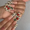 VIVABOMS Leopard Print Press On Nails with Cherry Design, Extra