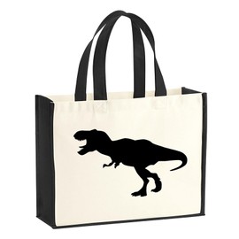 Huuraa Jutetasche Tyrannosaurus Rex Dinosaurier Geschenk 21 Liter Black Jute und Baumwolle Tyrannosaurus Rex Geschenkidee
