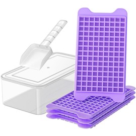 Mini Ice Cube Tray for Freezer: GGUW Nugget Ice Cube Tray with Bin - Easy Release Iced Maker Trays - Crushed Ice Tray Making 4×135 PCS Icecube