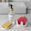 Ceramic Double Sponge Holder with Soap Tray, 2-Slot Countertop Sink