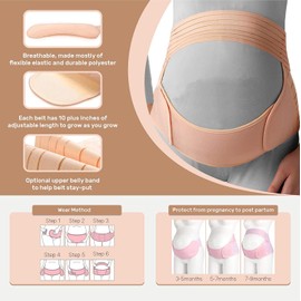 EZONEDEAL Maternity Belt, Pregnancy Support belt - Waist/Back/Abdomen Band, Pregnancy Belly Support Band - Adjustable Breathable Lower Back Pelvic Support - Maternity Belly Band For Pregnancy (XL)