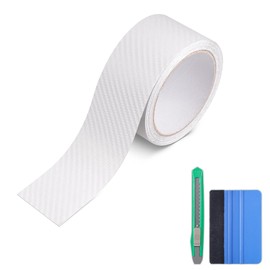 Lypumso Carbon Fiber Vinyl Tape with Tools Kits, Chrome Delete Vinyl Wrap for Blackout Car Door Edge Guard Door Sill Window Trim Protector (3D Clear, 2in x 30ft)