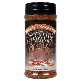 Heavy Smoke Black Label Seasoning 11 oz - Championship BBQ Rub for Brisket Steak and Burgers; Smoking and Grilling Spice