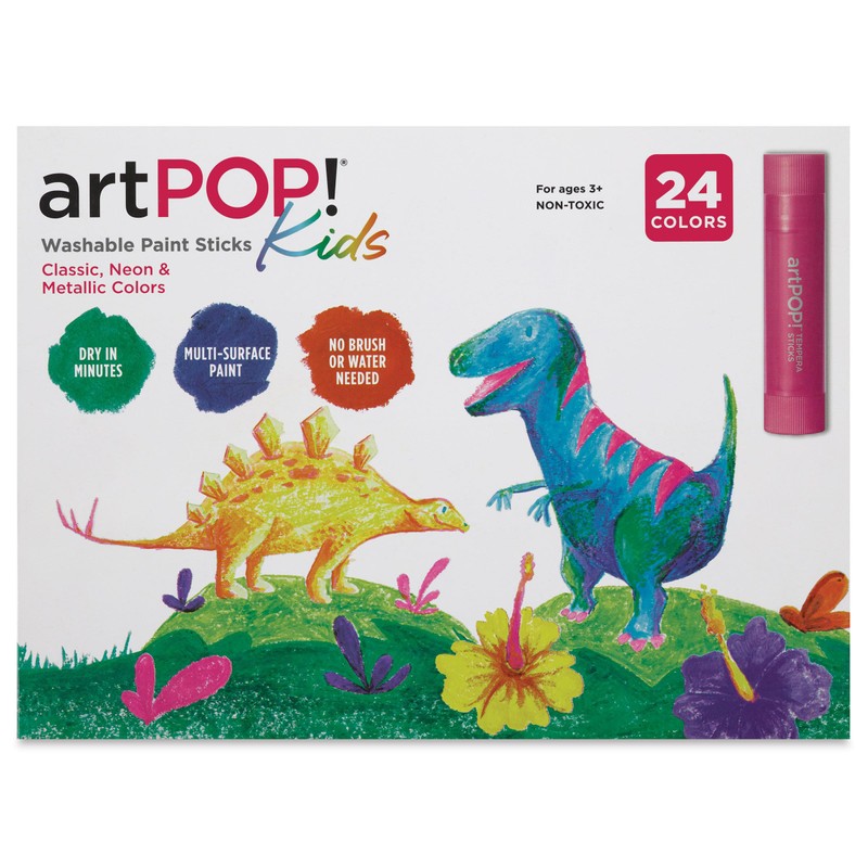 artPOP! Kids Washable Paint Sticks, Set of 24 Classic, Metallic,