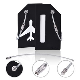 2Pcs Black Silicon Travel Luggage Tags Suitcase Luggage Bag Tags, Travel Airlines Baggage ID Name Label