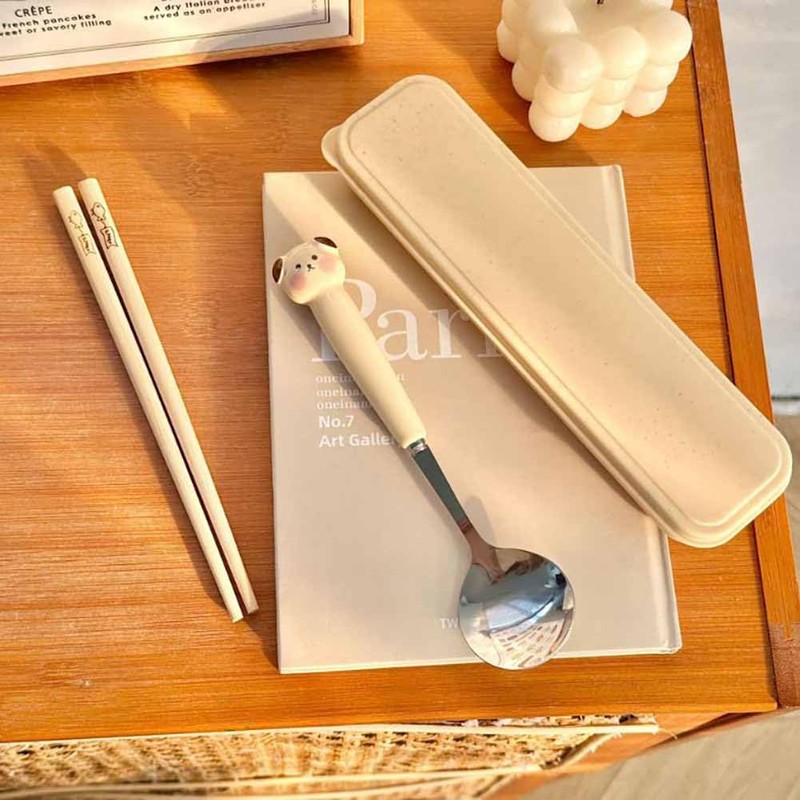 Cutlery Set, Chopsticks, Spoon, Storage Case, 3-piece Set, Chopsticks, Animal