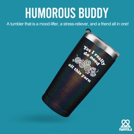 Panvola 'Yes I Really Do Need All These Yarn ' Tumbler Crochet Gifts for Crocheters Knitters Crocheting Knitting Vacuum Insulated Tumbler 20 oz Black Glitter
