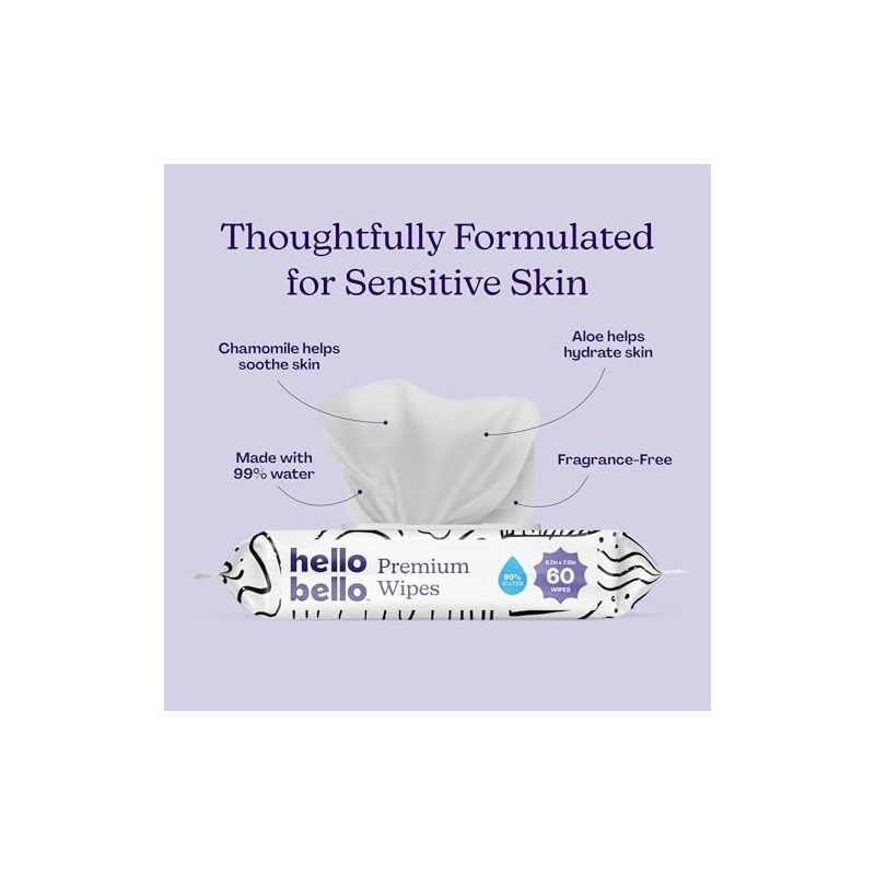 Hello Bello Premium Wipes for Sensitive Skin - Chamomile &