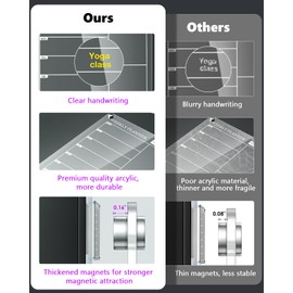 Magnetic Fridge Planner, 13''x9.7'' Weekly Planner for Fridge Clear Acrylic Calendar Board with Dry Eraser, 6 Markers, Pen Holder and Cloth for Menu, Meal, Memo (Single Pack)