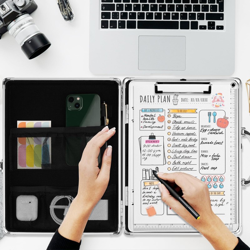 Pechor Clipboard with Storage Combination Lock Briefcase Clipboards Heavy Duty