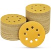 POTUINOM 100PCS 5 Inch 8 Hole Sanding Discs 240 Grit,Gold