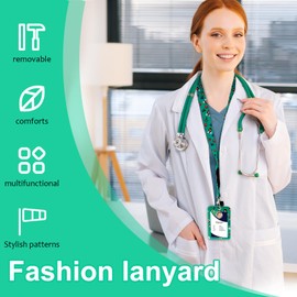 Amabro Nurse Badge Holder with Removable Lanyard, Retractable ID Badge Holder with Tear Off Lanyard, Plastic Vertical Card Protector (Style C)