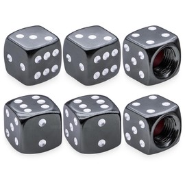 MEAJOO 6PCS Aluminum Dice Tire Valve Stem Caps, Universal Aluminium Alloy Dustproof Tire Valve Stem Covers for Cars, SUV, Trucks, Bikes, Motorcycles, Bicycles(Gray)