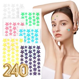 Parches para Acne,Estrellas para Granos,240 Pimple Patch,Pegatina para el Acné en Forma de Estrella,Parches Hidrocoloides Absorbentes para Eliminar el