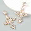 Gold Cross Drop Earrings for Women Rhinestone Studs Cross Pendant