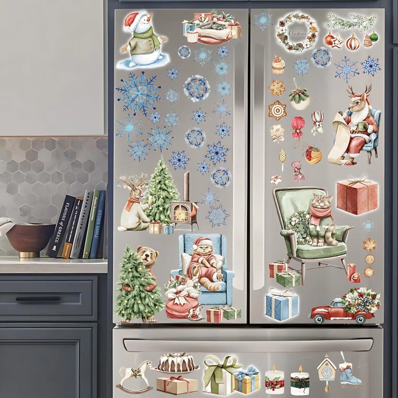 Lambock 87 PCS Christmas Window Clings for Glass Windows Double