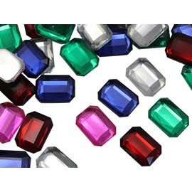 Allstarco 25x18mm Flat Back Octagon Acrylic Rhinestones Plastic Gems for Jewelry Making Costume Jewels Cosplay Embelishments Crafts - 15 Pieces (Jet Black A11)