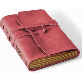 RILIHO Leather Journal for Women - A5 Notebook 6x8.1 Inch, Genuine Leather Diary for Writing, Vintage Style, Ideal for Men and Women, Artists, Travelers, Red