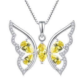 YL Butterfly Necklace for Women 925 Sterling Silver Created Topaz Butterfly Pendant Jewelry Gifts