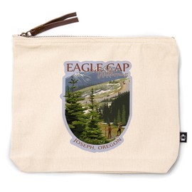 Lantern Press Joseph, Oregon, Eagle Cap Wilderness, Trail Ridge Road and Hikers, 100% Cotton Zipper Pouch, Travel Accessory, Go Bag