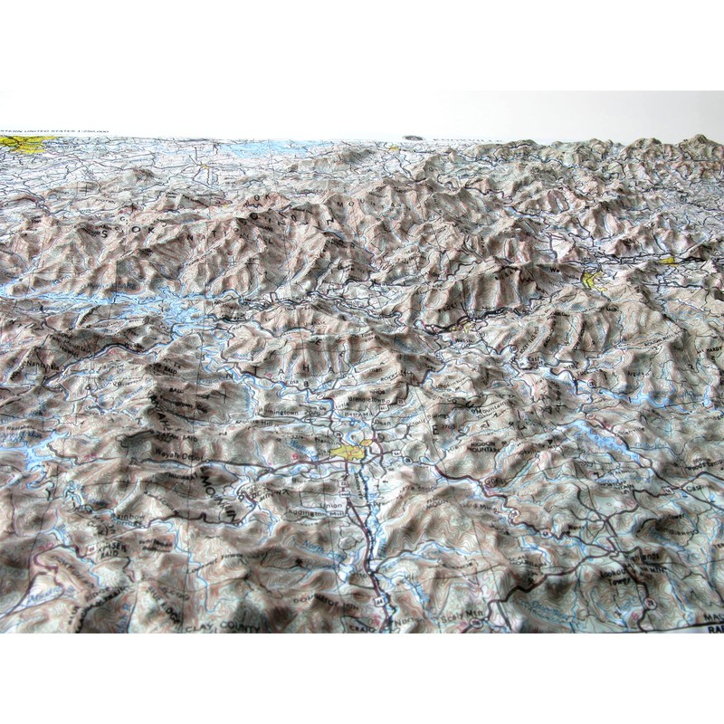 3D Knoxville Regional Raised Relief Map | Great Smoky Mountains