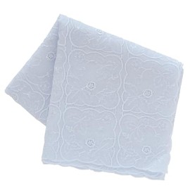 Wedgwood 138017-0001-01 Embroidered Handkerchief, Wild Strawberry, Total Embroidery (Blue) Women's Handkerchief, Approx. 18.5 inches (47 cm), multicolor