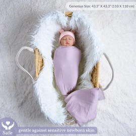 Meracorallo Muslin Swaddle Blanket, 100% Cotton Receiving Blanket Soft and Breathable Swaddle Wrap for Baby Boys and Girls, Lavender