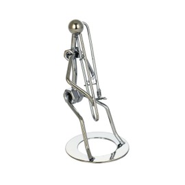 ThreeStar Trombone Player Metal Figurine Musical Decorative Accessory, Silver