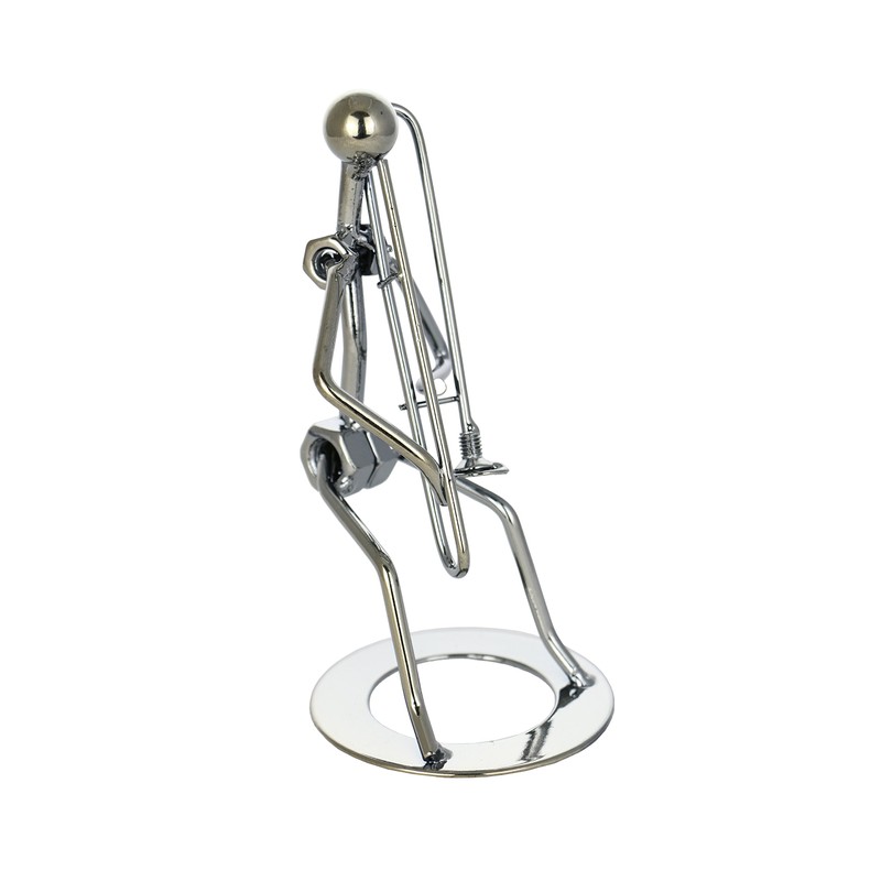 ThreeStar Trombone Player Metal Figurine Musical Decorative Accessory, Silver