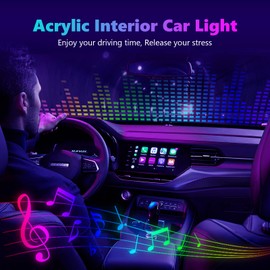 Acrylic Interior Car LED Strip Light, AMKI Dreamcolor Car Neon Light with Wireless APP Control, 10 in 1 Sub-Control Car Ambient Light Kit with DIY Mode and Music Mode, 16 Million Color Car Accessories