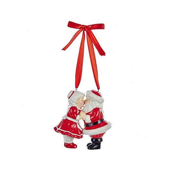 Kurt Adler Porcelain Kissing Santa And Mrs. Claus Christmas Ornament