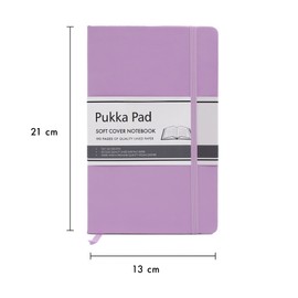 Pukka Pad, Hard Cover Soft-Touch Notebook – 192 Pages of 80GSM Acid-Free Lined Paper – Vegan Leather Cover with Inner Pocket, Ribbon Bookmark, Elasticated Closure – 130 x 210mm, Purple