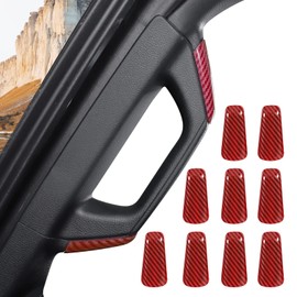 8PCS Red Carbon Fiber A&B Pillar Grab Handles Trim Cover Fit for 2018-2023 Jeep Wrangler JL JLU & Gladiator JT Truck