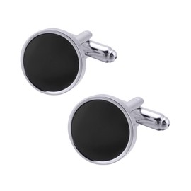 Jonwo Classic Round Black Cufflinks for Men Lady in Gift Box Round Cuff Links for Business Wedding Anniversary Party