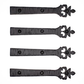 4 Pack 6" Black Faux Strap Hinges - Hand Forged Dummy Faux Hinge – Handmade Rustic Iron Hinges for Farmhouse Shutter, Carriage Doors, Barn Door, Castle Door, and Gates – The Tucson Series
