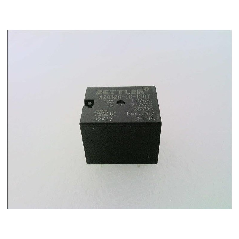 AMERICAN ZETTLER AZ942H-1C-18DT 12AMP, 18VDC, 900OHM, Electromechanical Relay, SPDT