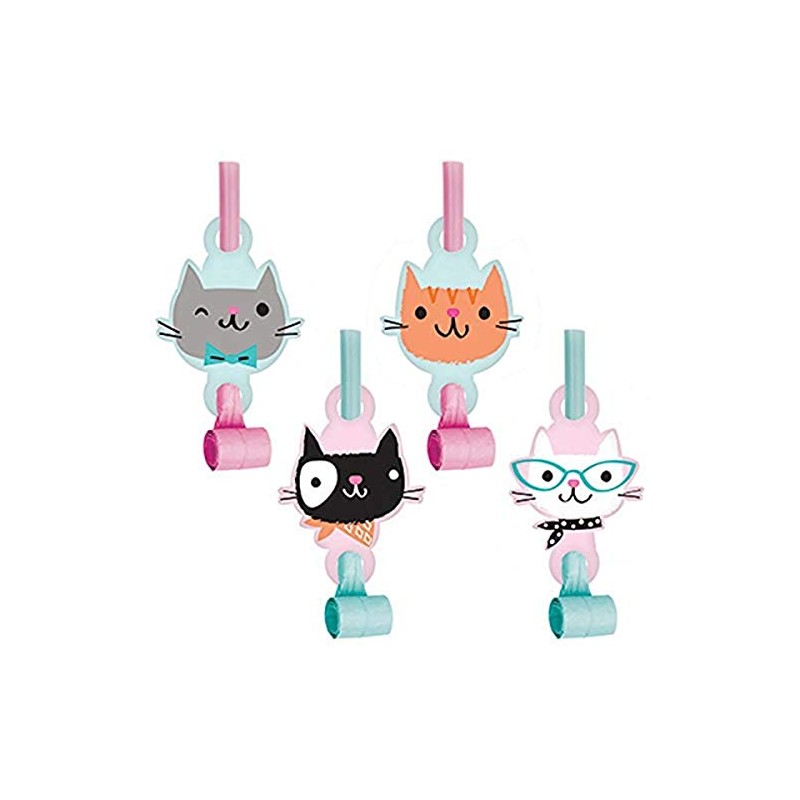 Creative Converting Purr-Fect Party Blowouts Party Supplies, Multicolor, one size