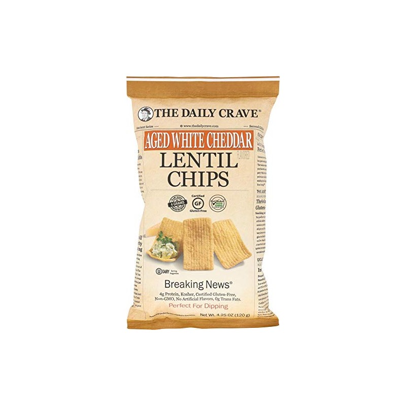 THE DAILY CRAVE Aged White Cheddar Lentil Chips, 4.25 OZ