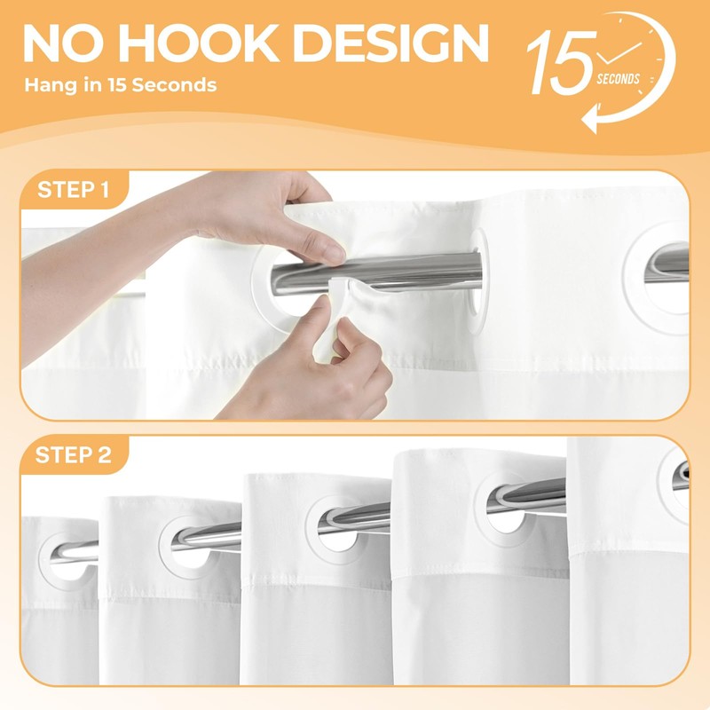 River Dream White Extra Long Shower Curtain or Liner with