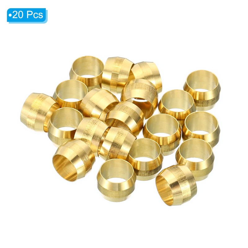 PATIKIL 20pcs 8mm Tube OD Brass Compression Sleeve Ferrules 8mm