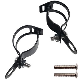 Universal Turn Signal Stay, Set of 2, Black Fork Clamps, 1.2 - 1.8 inches (30 - 45 mm), Iron, Turn Signal Mounting Hardware, Signal Bracket, Turn Signal Mounting Band, Bike Front Fork/Frame, Stand, Pipe, Universal Clip, No Drilling, Easy to Install, Bike Turn Signal Mount Bracket, Clamp Mount, Can be Used for Signal, Headlight, Windshield, etc