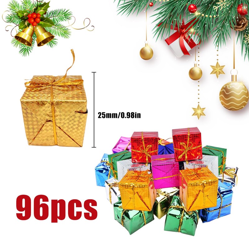 GZGXKJ 96pcs Decorations 2.5cm Mini Boxes Christmas Tree Hanging Decorations