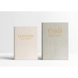 Elegant Decorative Books with Storage - Gold Letters - Set of 2 Linen Boxes to Enhance your Coffee Table Decor, Bookshelf Decor or Mantle Decor - Aesthetic Fake/Faux Books for Home Decoration